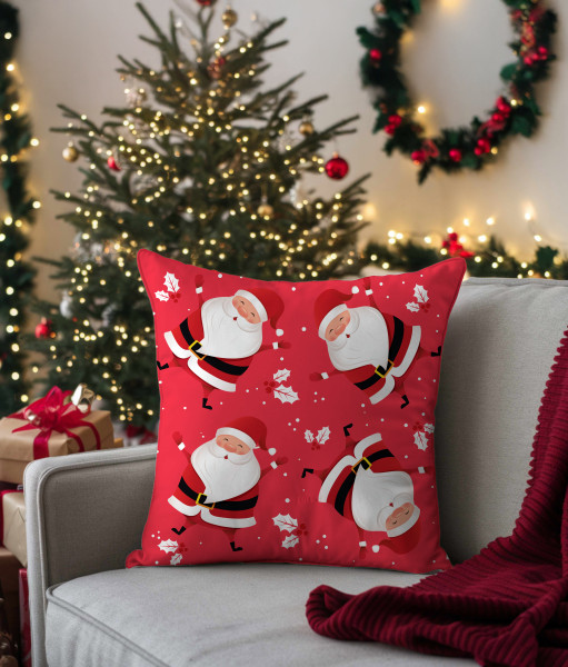 Świąteczna poszewka na poduszkę HOLLY JOLLY 45x45 Mikołaje