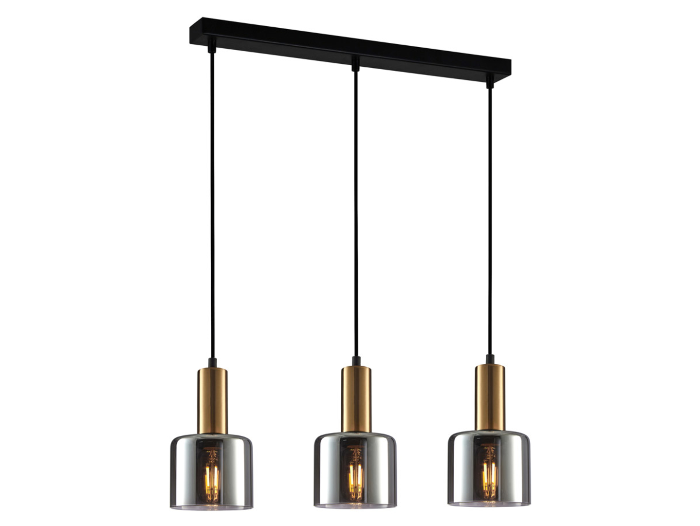 Lampa wisząca Santia 3-punktowa szklana czarno-złota