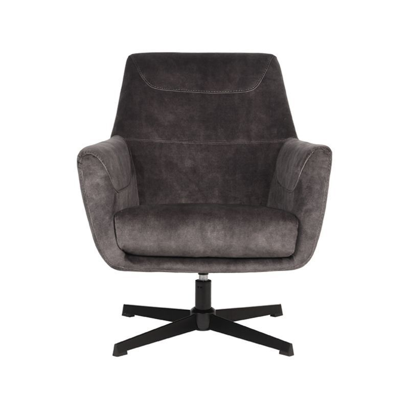 LABEL51 Fauteuil Toby - Antraciet Velvet - Draaibaar
