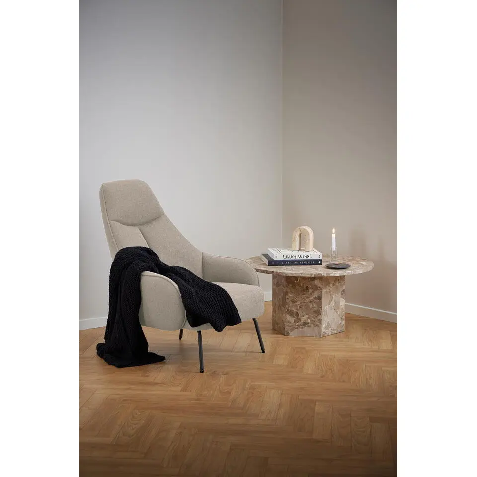 Fauteuil Beige - Zithoogte 40cm - 73x92x98cm - Bertus