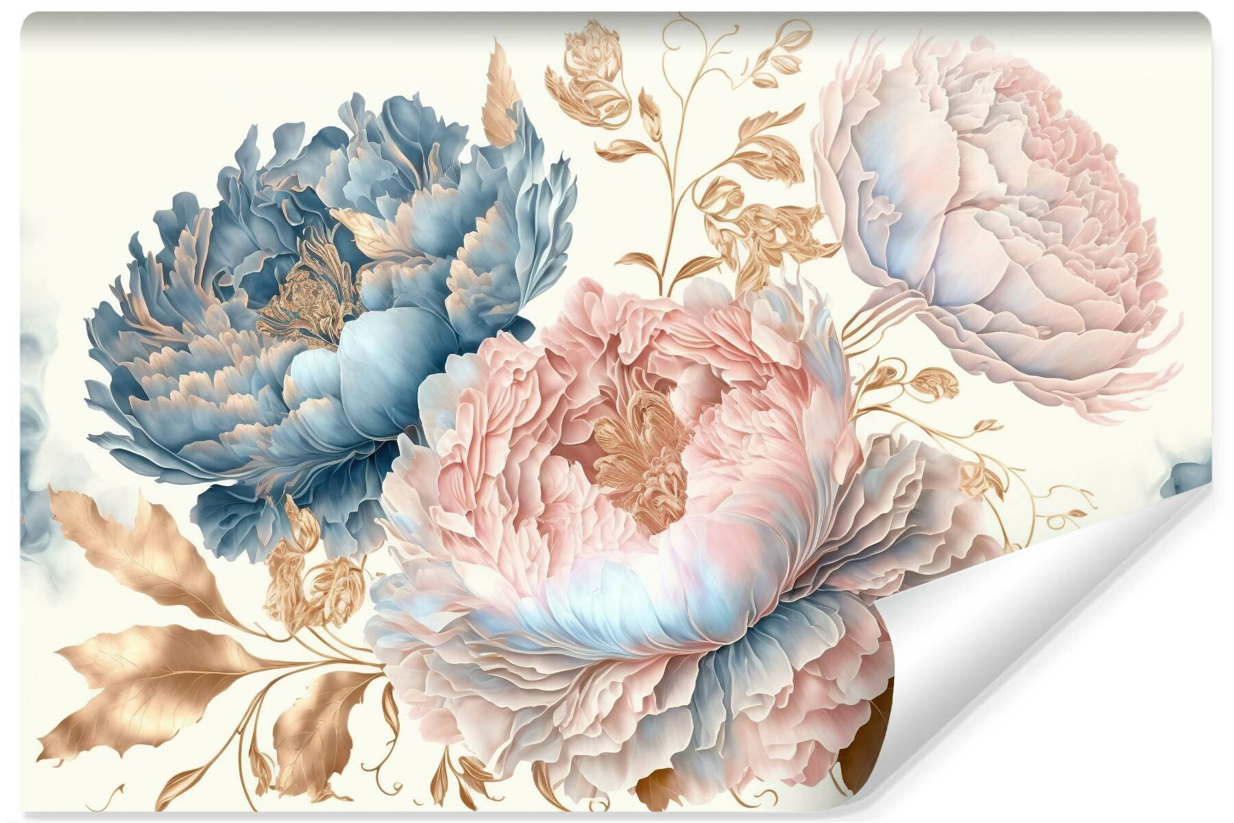 Fototapeta PEONIE Kwiaty Abstrakcja Liście 90x60cm