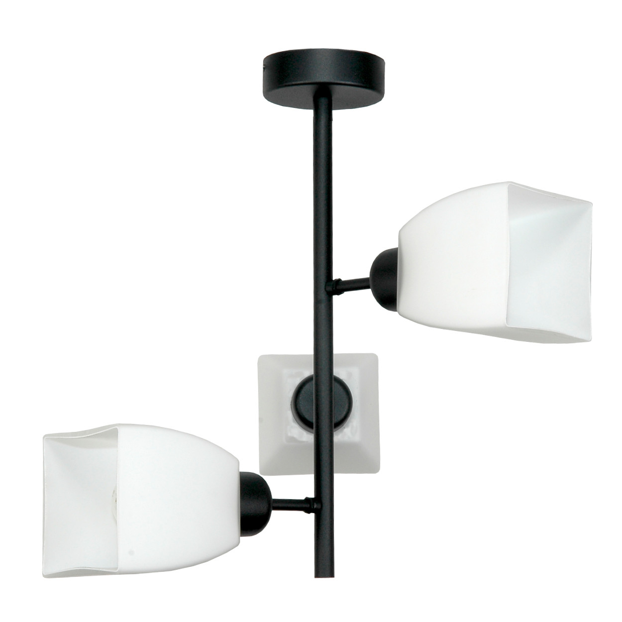 Lampa sufitowa EDYLIT czarna białe klosze 3xE27 TRAPIK 15-484