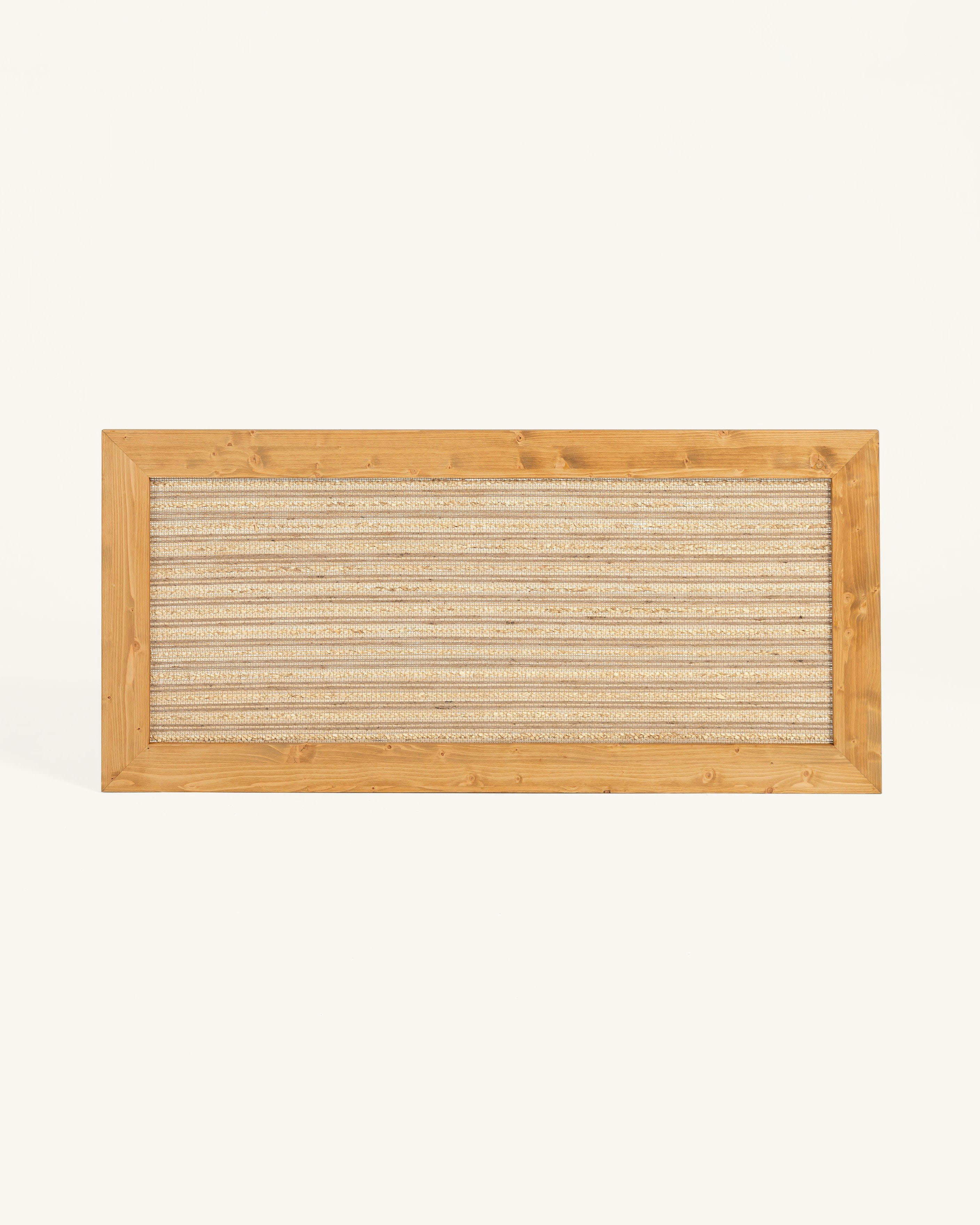 KERLIN - Tête de lit en bois et jute pour lit 150 cm en couleur marron clair