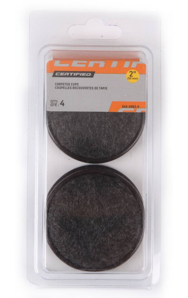 Certified Round Carpet Furniture Cups, For Furniture Legs, 2-in, Brown