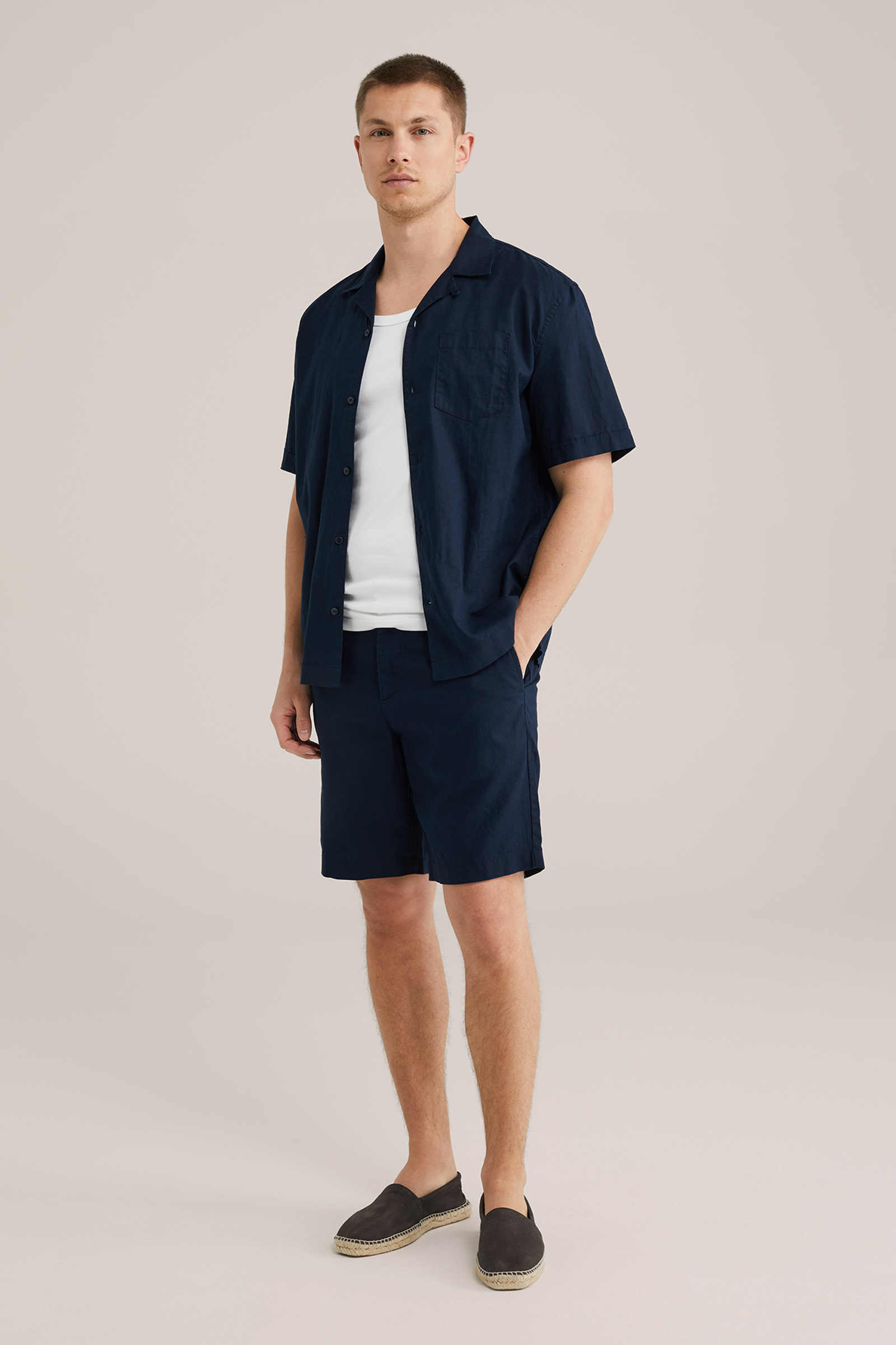 Heren easy care linnenmix overhemd