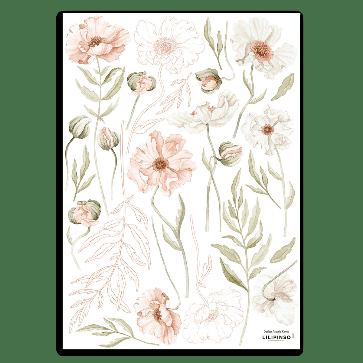 POPPIES - Stickers muraux les coquelicots en vinyle mat multicolore