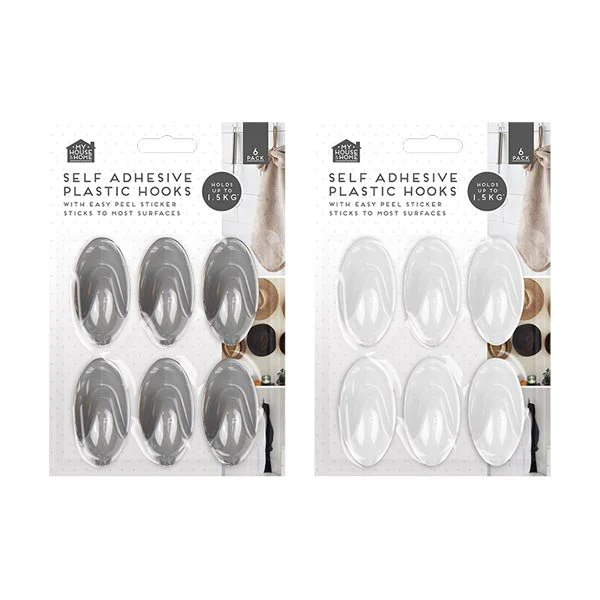 Self Adhesive Plastic Hooks 6 Pack