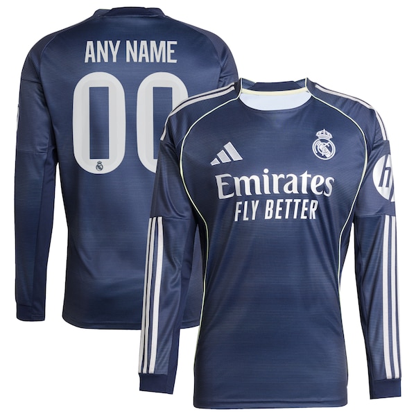 Los Merengues adidas 2025/26 Away Long Sleeve Replica Custom Jersey - Blue/White