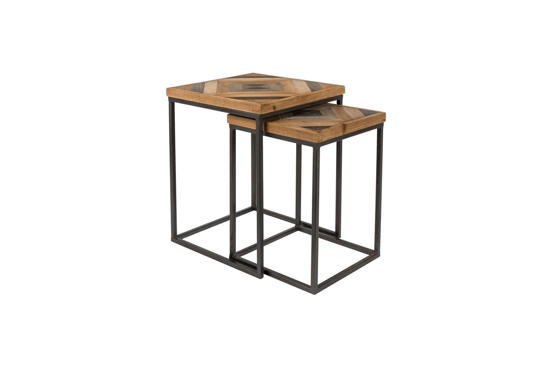 JOY - Set de 2 tables d'appoint en bois multicolore