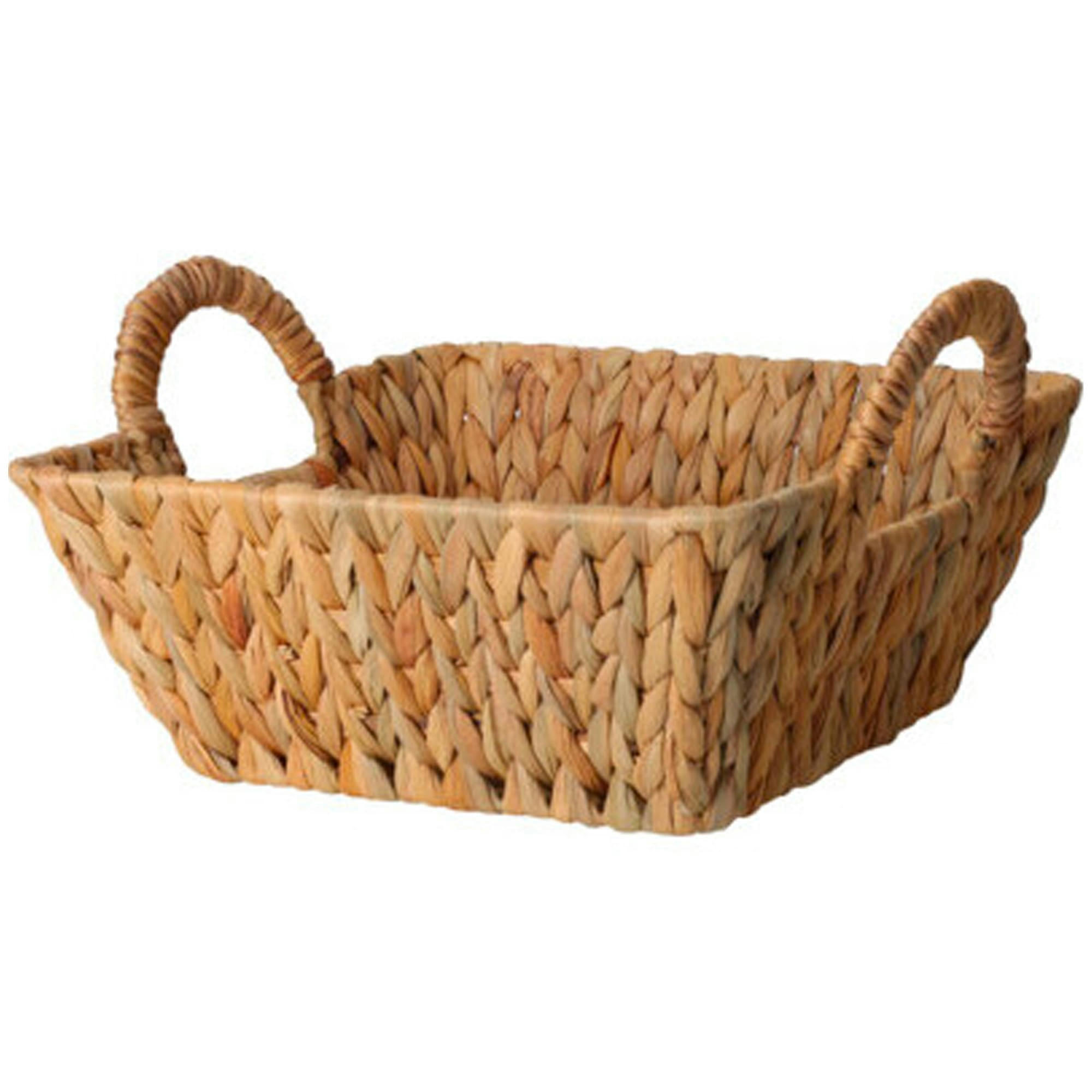 - Panier de rangement tressé en jacinthe d'eau 30x27x11cm