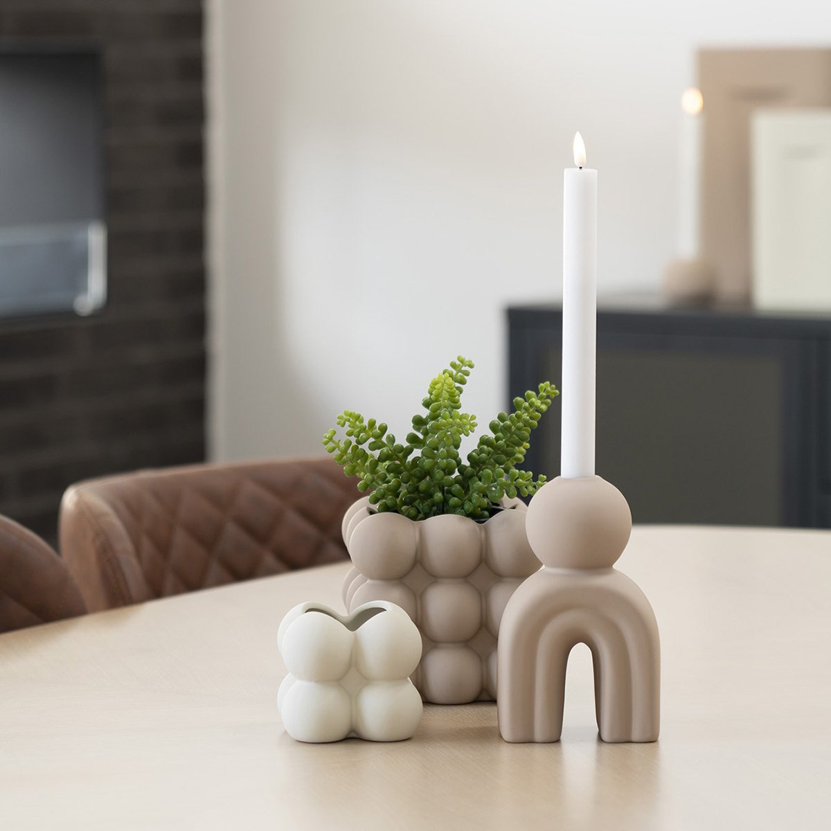 Artichok Annemarie bloempot keramiek bruin - 13,5 x 13 cm