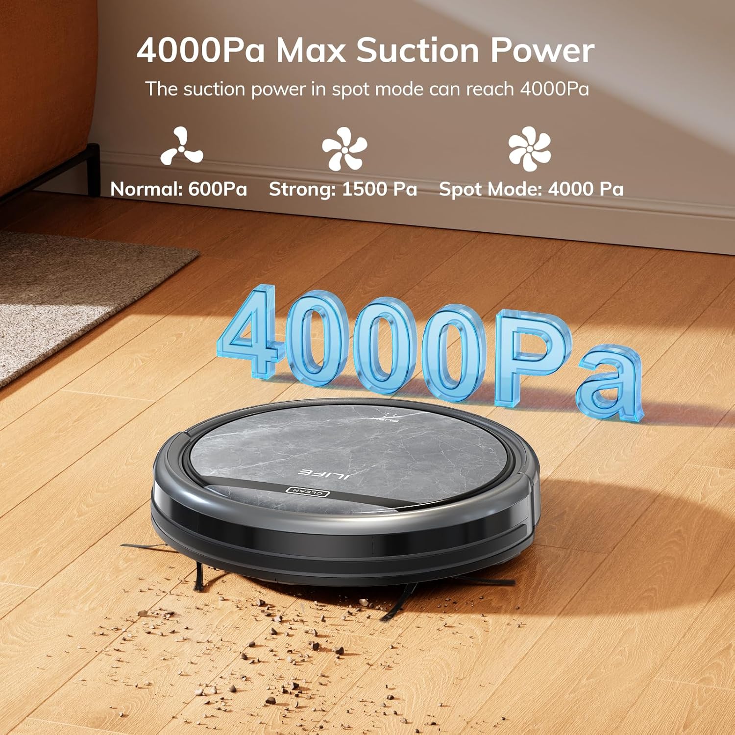 ILIFE V5s Max Robot Vacuum, 4000Pa Max Suction Power, 2.4G WiFi/App/Alexa/Remote Control, Self-Charging Robotic Vacuum Cleaner, for Hard Floors Carpets and Pet Hair