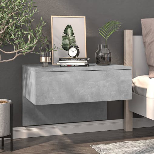 NNEVL Wall-mounted Bedside Cabinet Concrete Grey