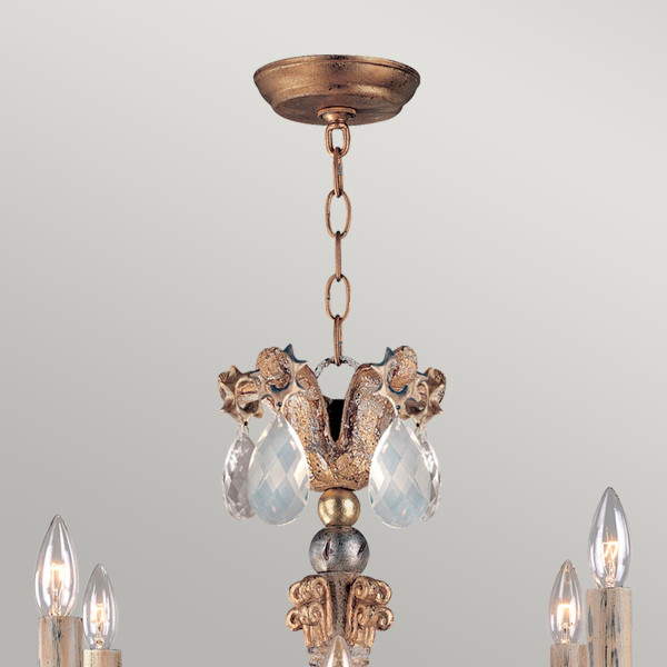 Żyrandol złoto-srebrny Mignon 8xE14x60W wym:269,9x63,5x63,5 Flambeau
