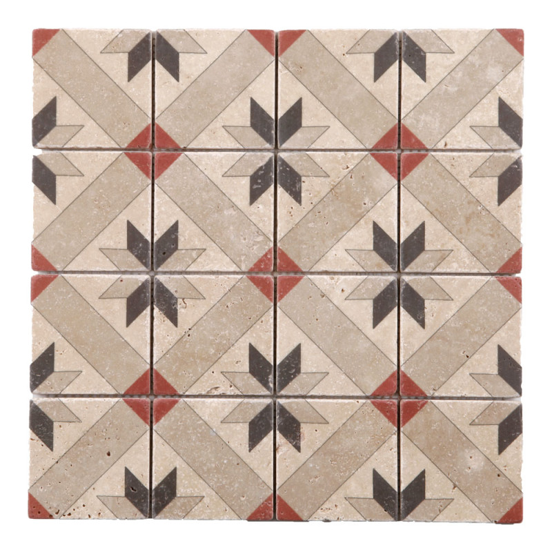 Carrelage mosaïque gris et rouge 30,5 x 30,5 cm