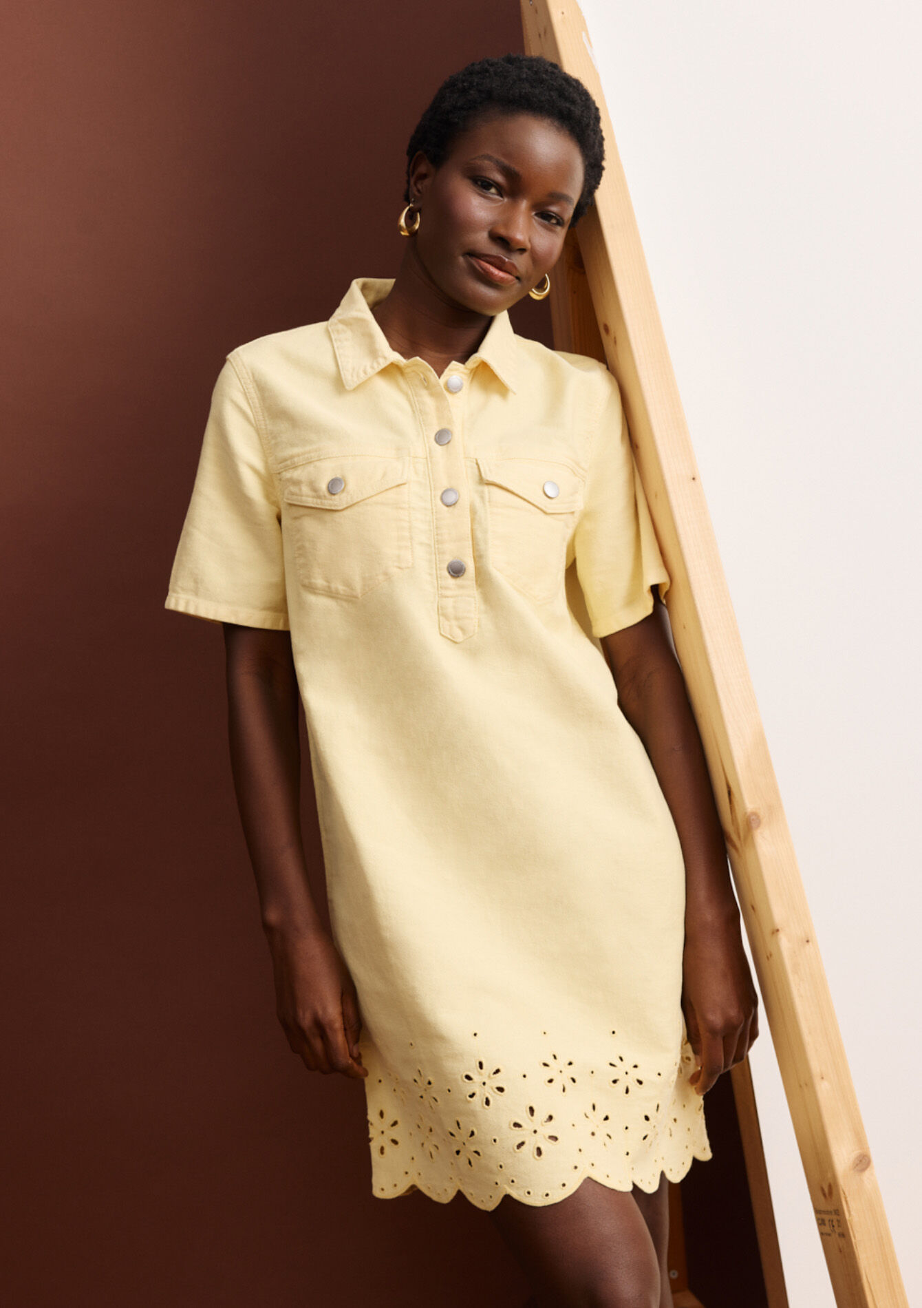 Jurk met broderie anglaise