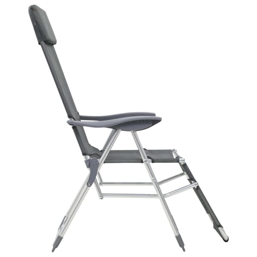 NNEVL Folding Camping Chairs with Footrests 2 pcs Grey Textilene