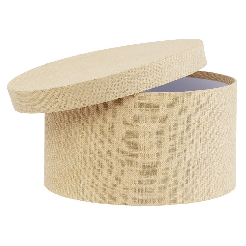 BoÎte de rangement ronde beige Ø15xH9cm