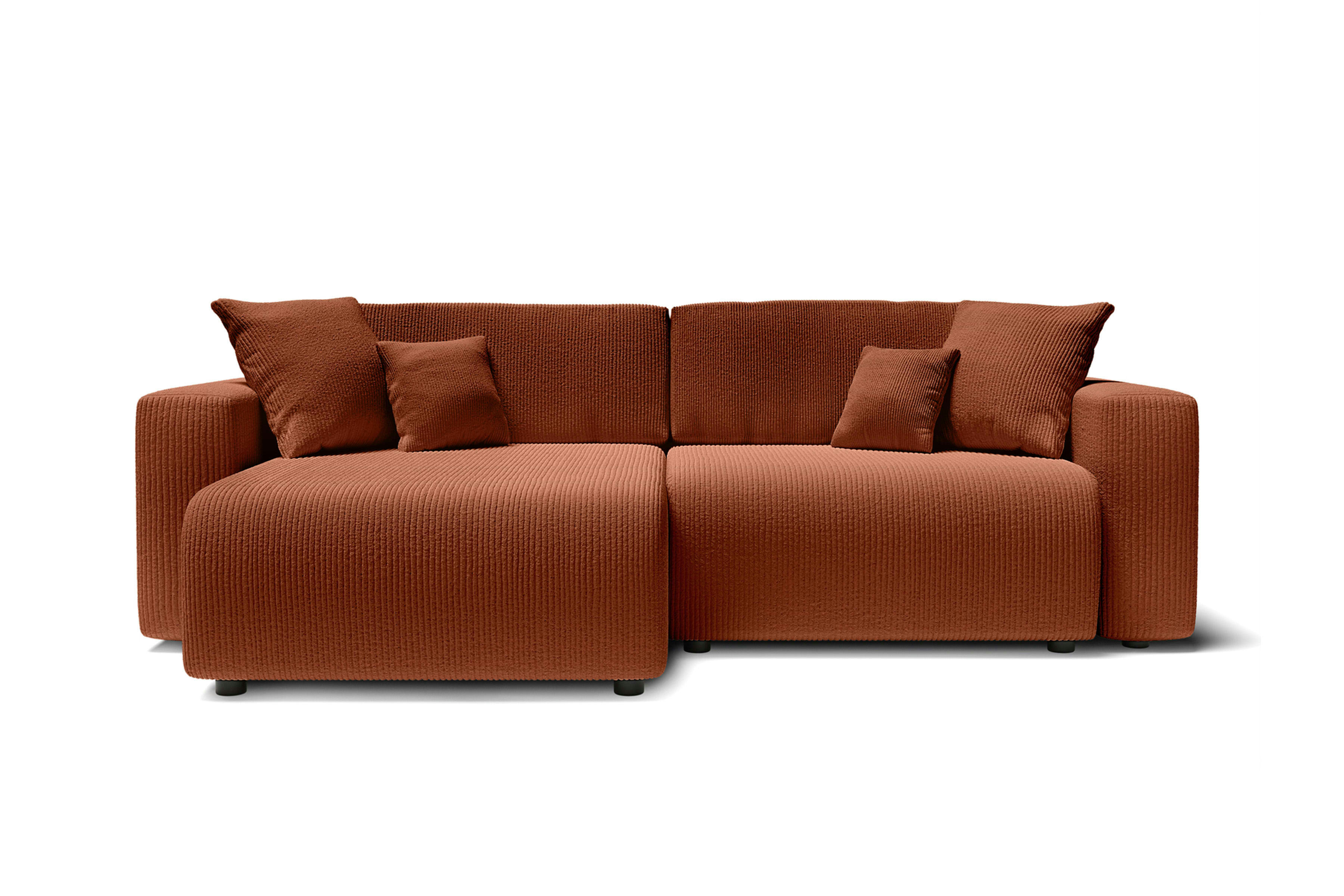 LEO - Canapé d'angle convertible en velours côtelé 4 places vert