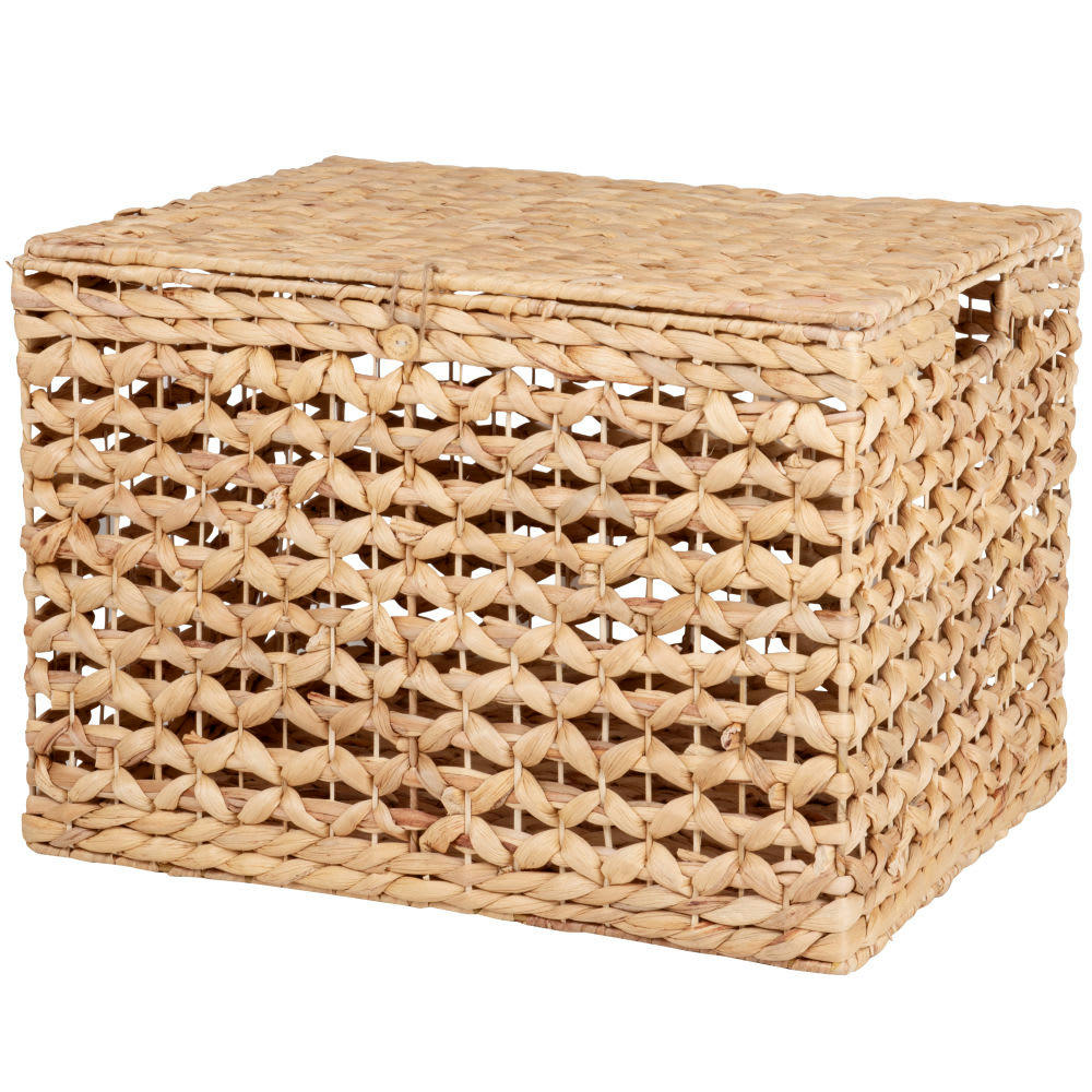 - Malle ajourée tressée en jonc de mer beige