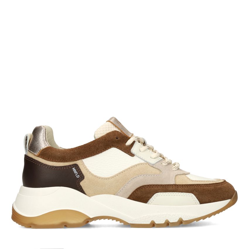Manfield Bruine leren sneakers