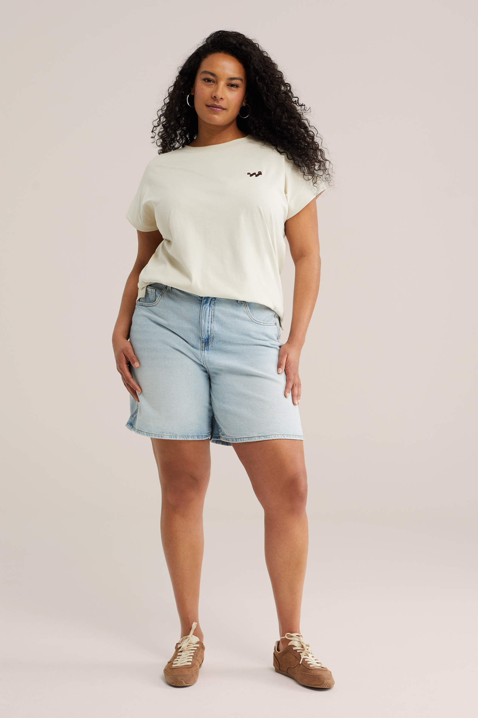 Dames high waist denim short - Curve