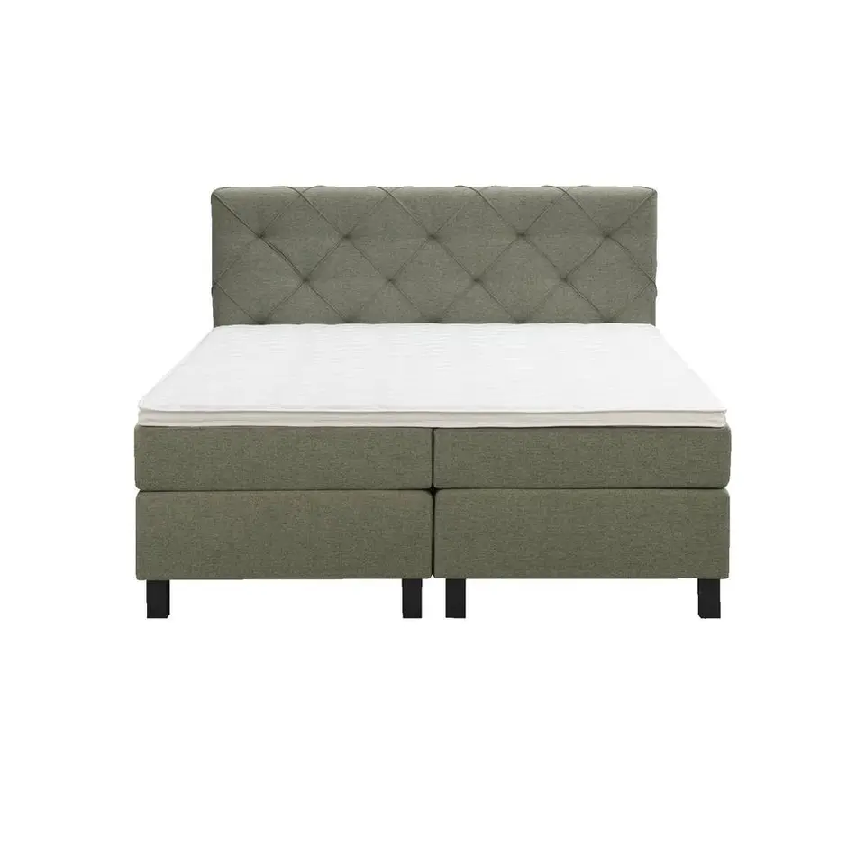 Boxspring Liv geruit - groen - 180x200 cm - vierkante poot