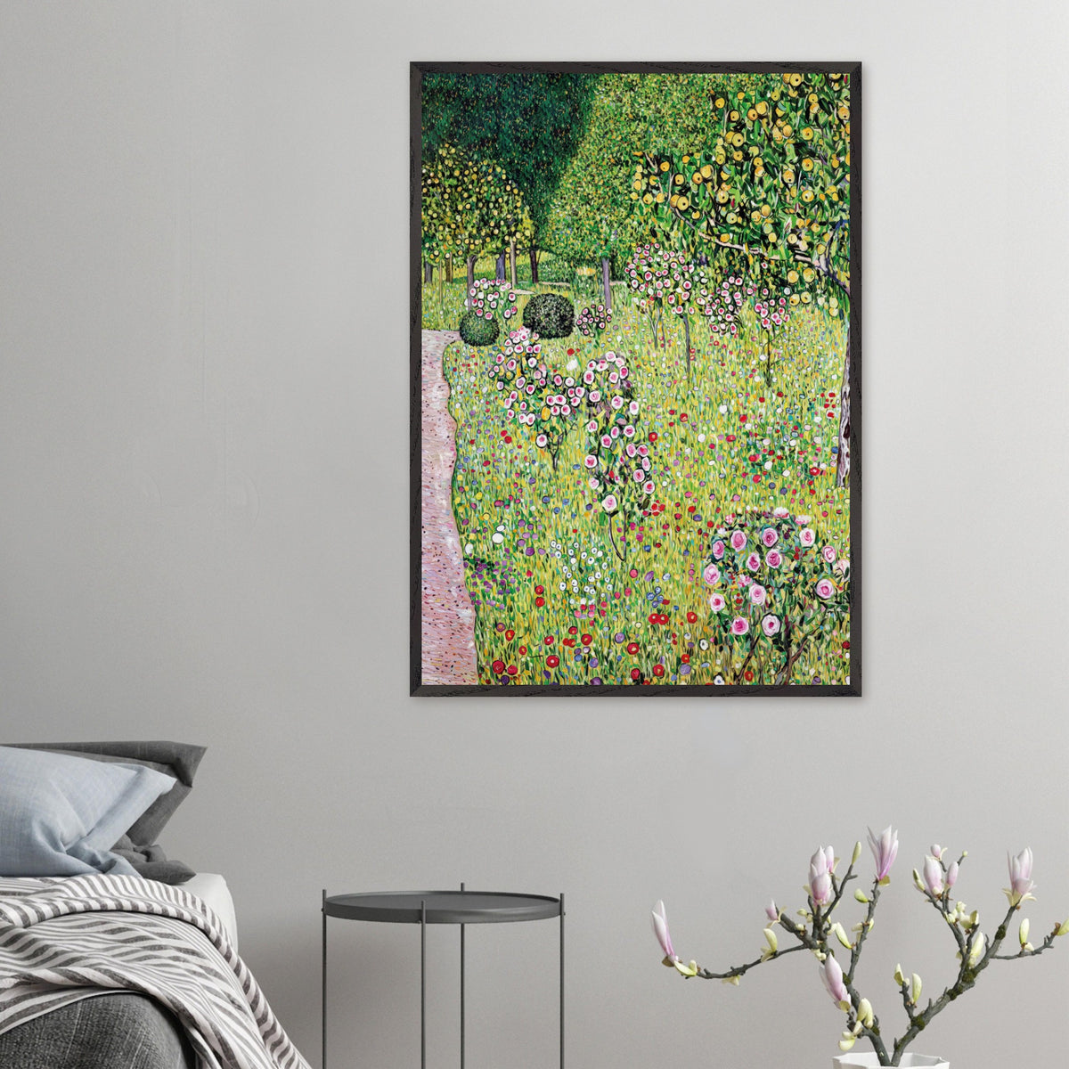 Artfulprints Poster Gustav Klimt - Orchard with roses  - 70x100 cm - Groen