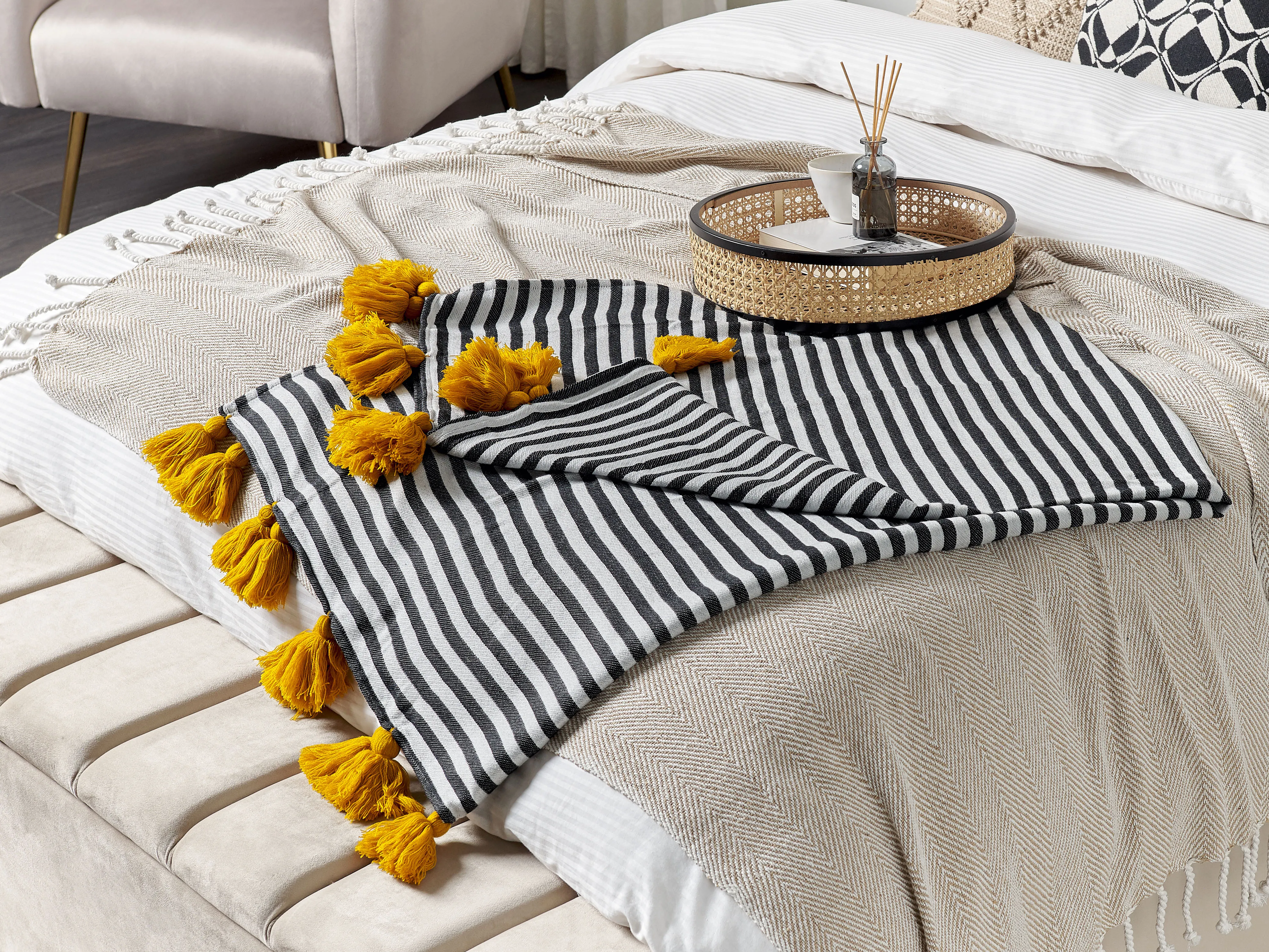 Blanket SUNWAL Fabric 130 x 170 cm Black/ White