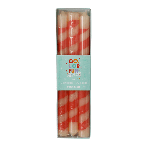 KIT COM 3 VELAS CASTIÇAL COLORFUN XMAS
