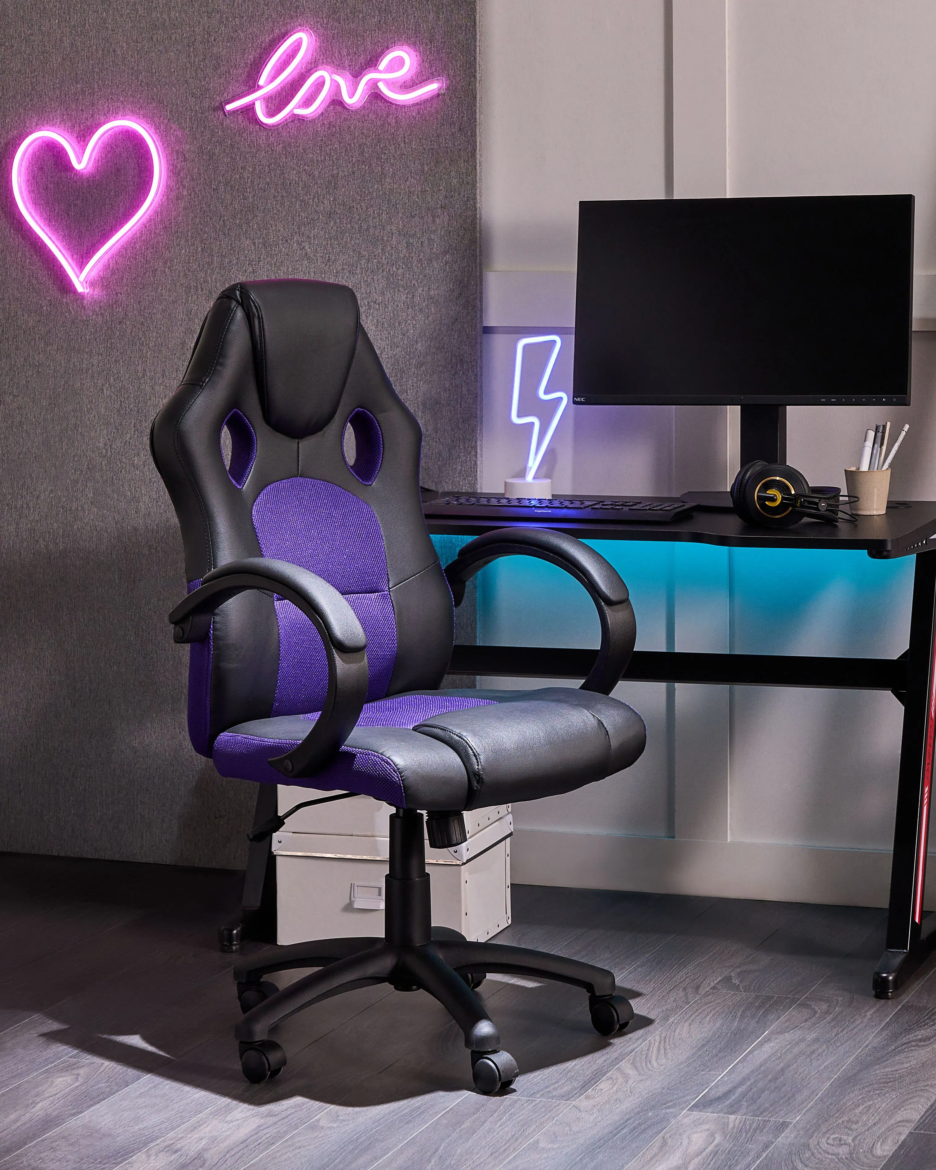 Office Chair FIGHTER Faux Leather Violet