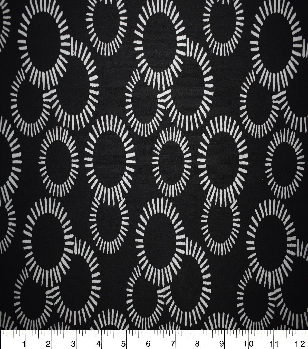 Overlapping Circles on Black Quilt Cotton Fabric by Quilter's Showcase