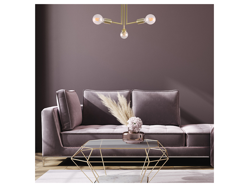 Lampa sufitowa Pipes 3-punktowa stalowa złota