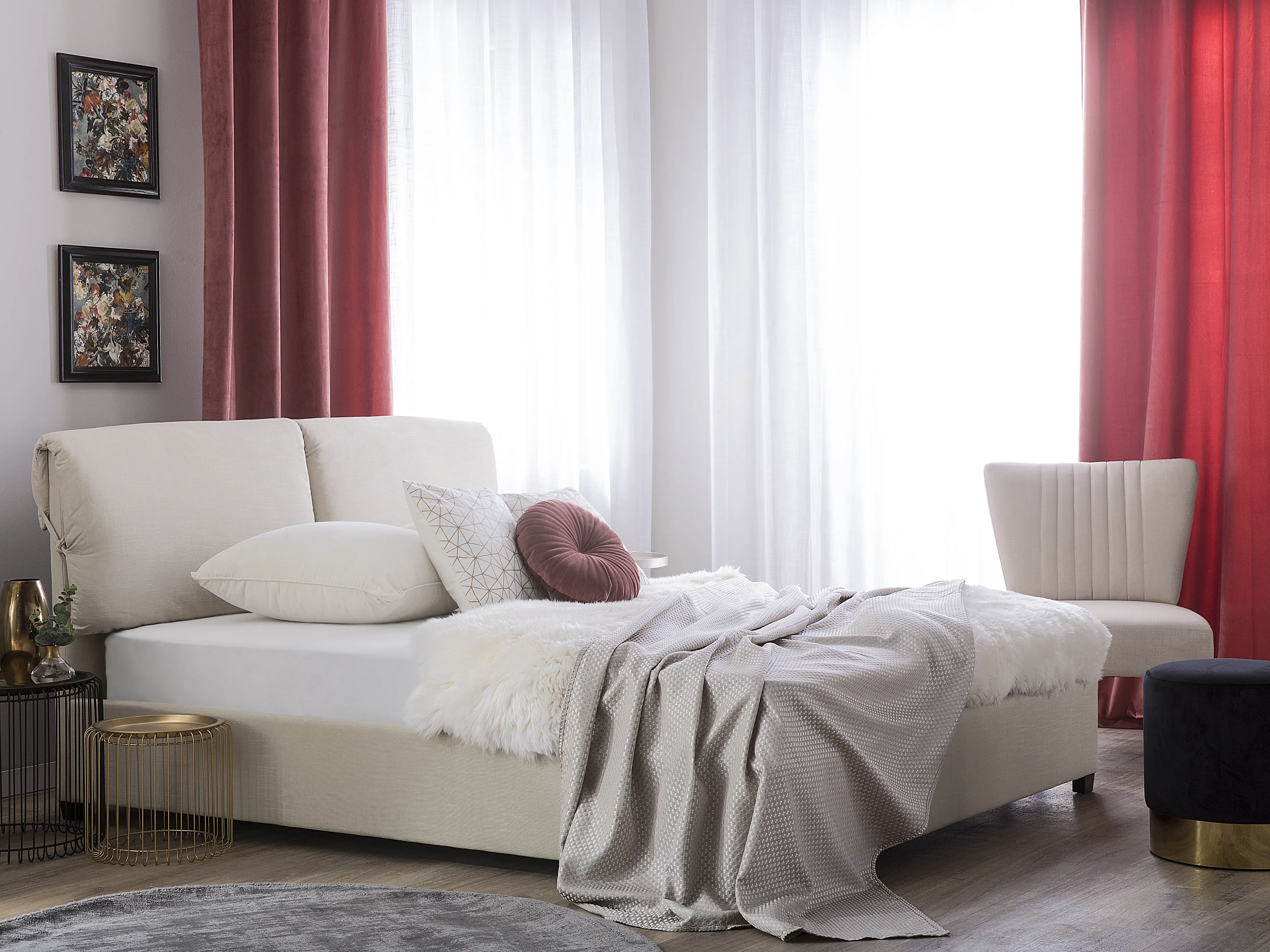 Bed Fabric BELFORT 160 x 200 cm (EU King Size) Light Beige