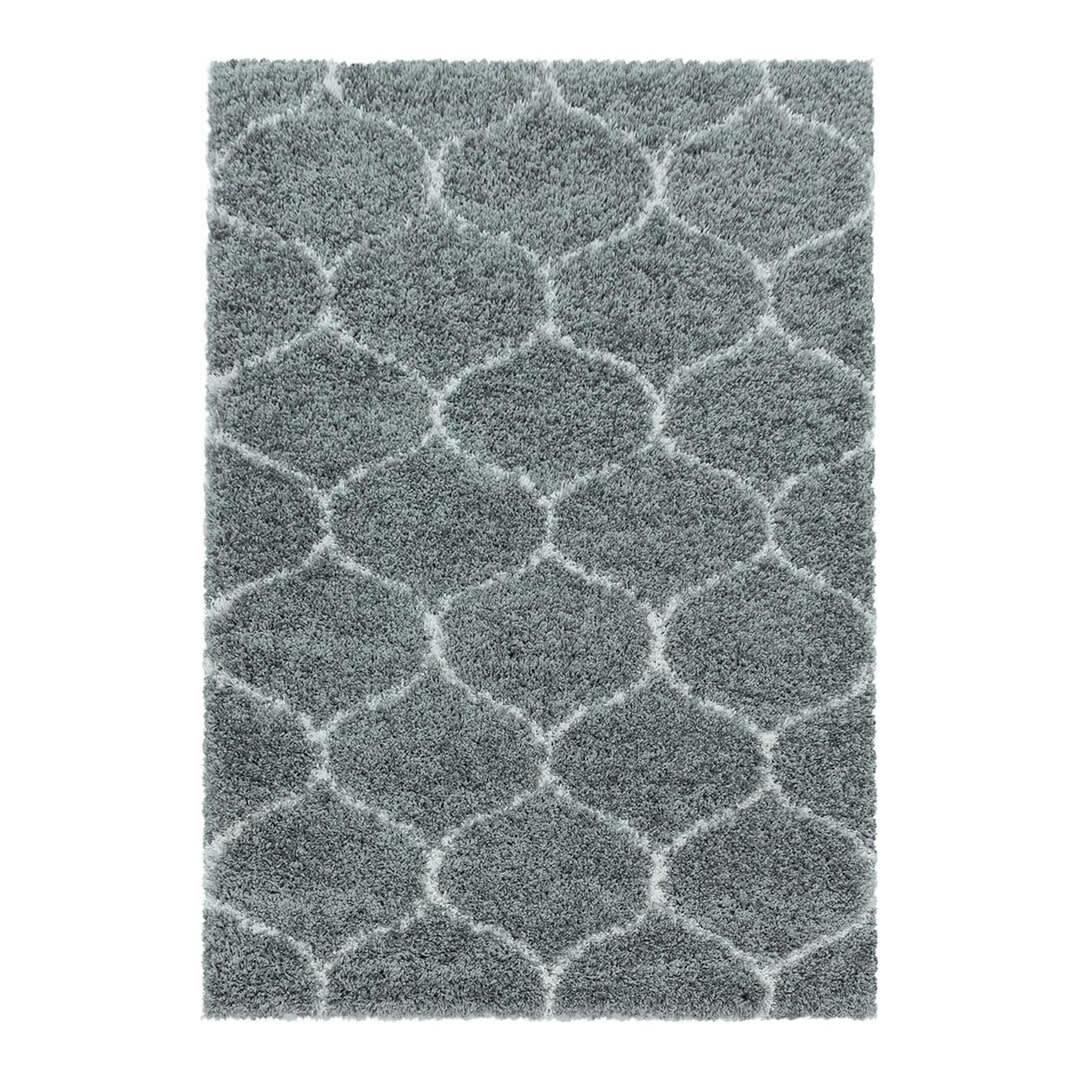 LOKALT - Tapis géométrique baroque en polypropylène gris 80x250