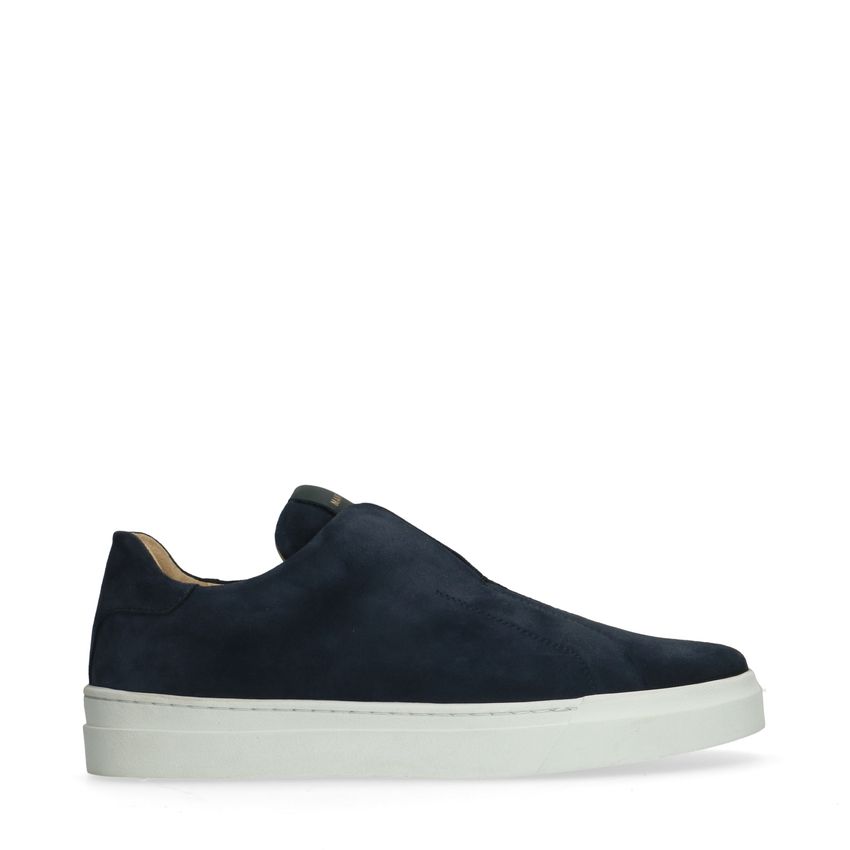 Manfield Blauwe suède loafers