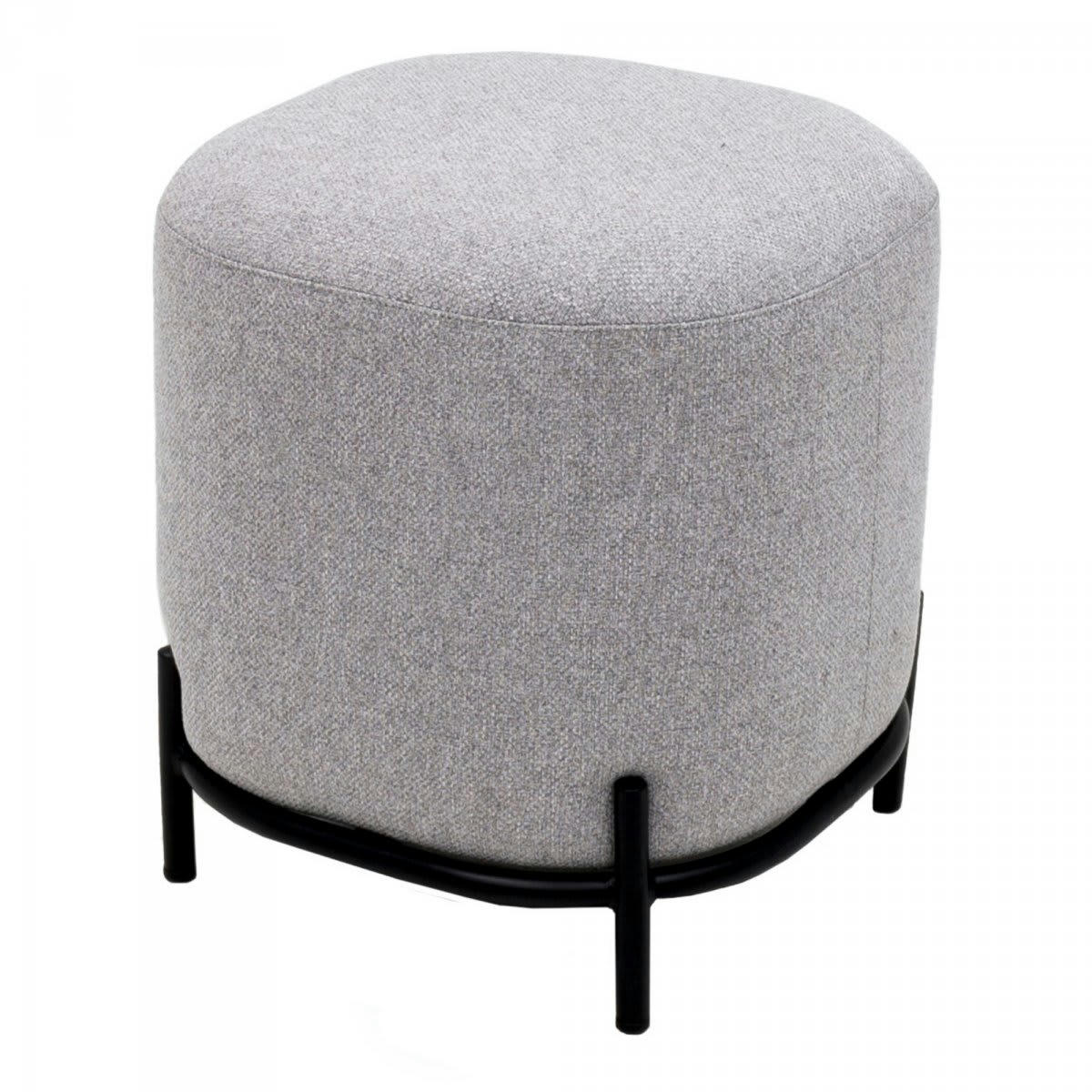 FOLIO - Pouf rond en tissu pieds métal gris