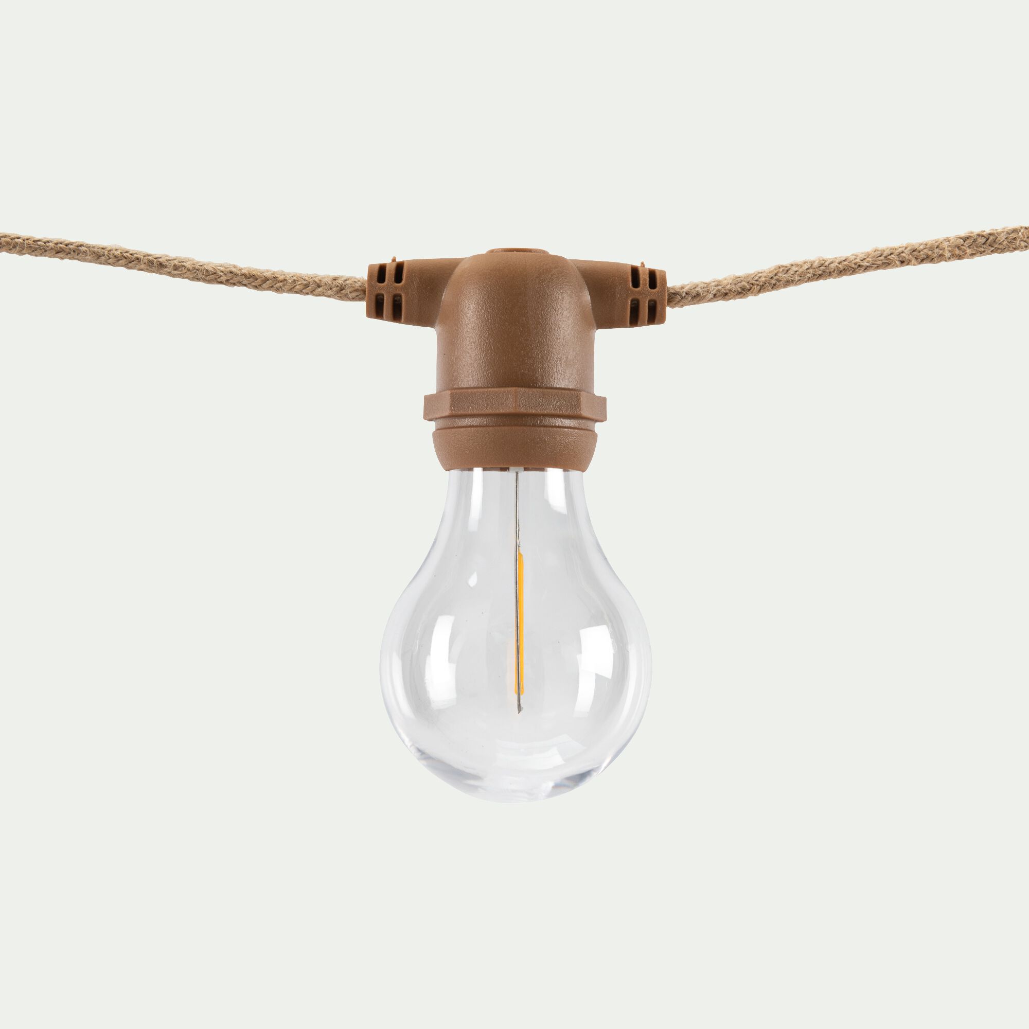 ALLEGRA - Guirlande lumineuse solaire en jute - naturel 8m