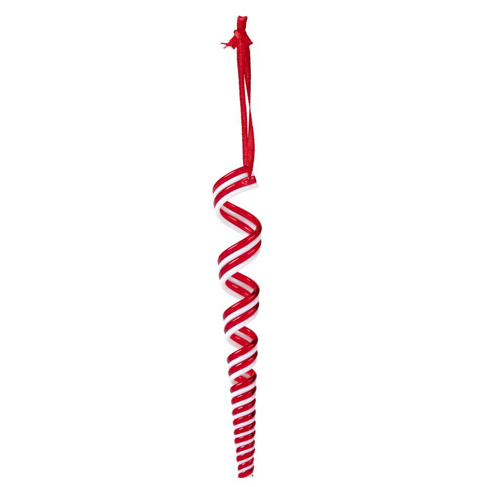 Décoration de No&euml;l à suspendre stalactite rouge et blanc L16,5cm