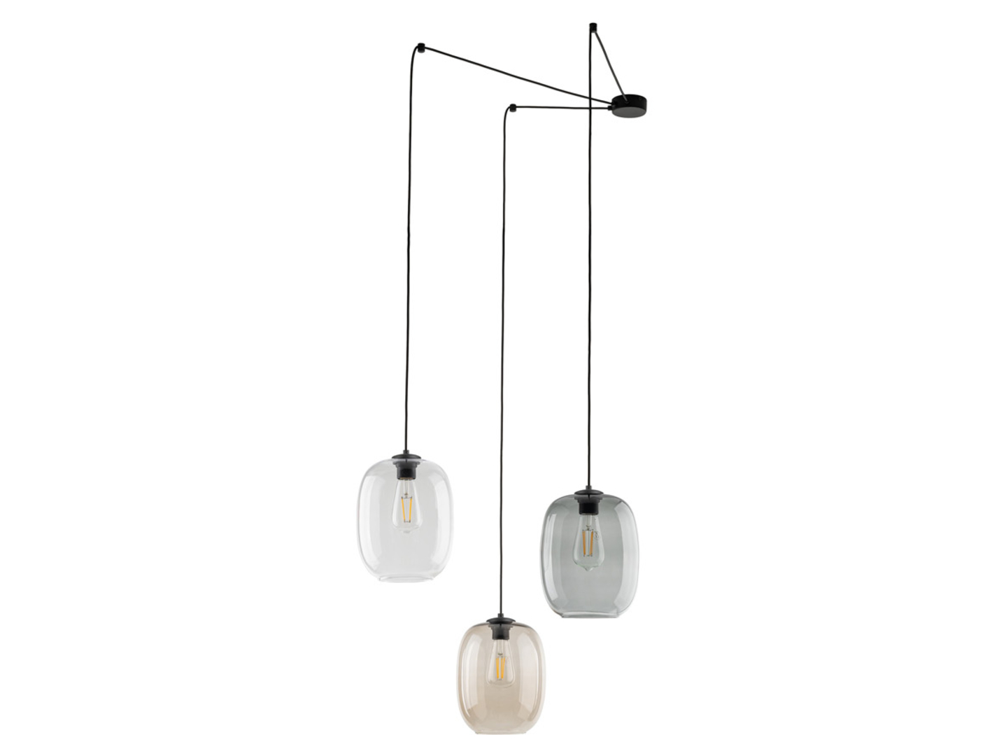 Lampa wisząca Elio 3-punktowa szklana czarna