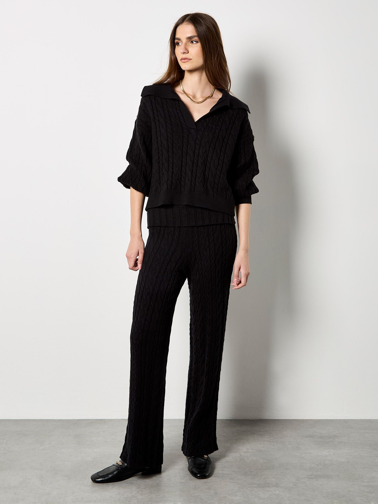 Apricot Twisted Cable Knit Crop Jumper