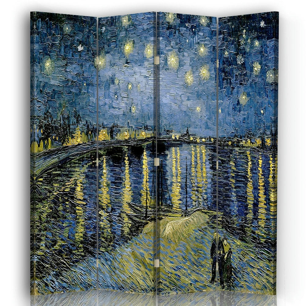 - Paravent Nuit Étoilée sur le Rhone - Van Gogh cm 145x170 (4 volets)