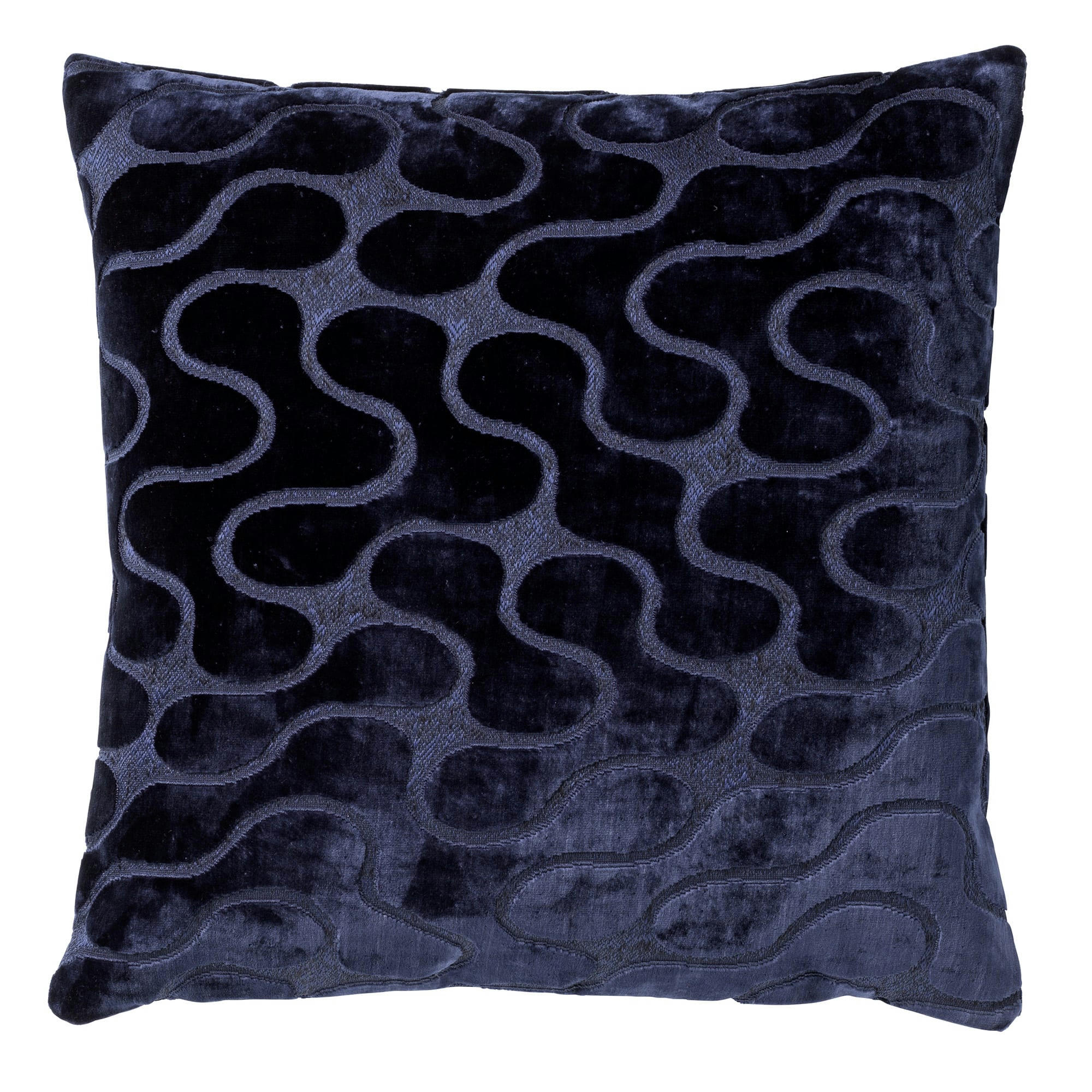 - Coussin bleu en velours 45x45 cm avec motif