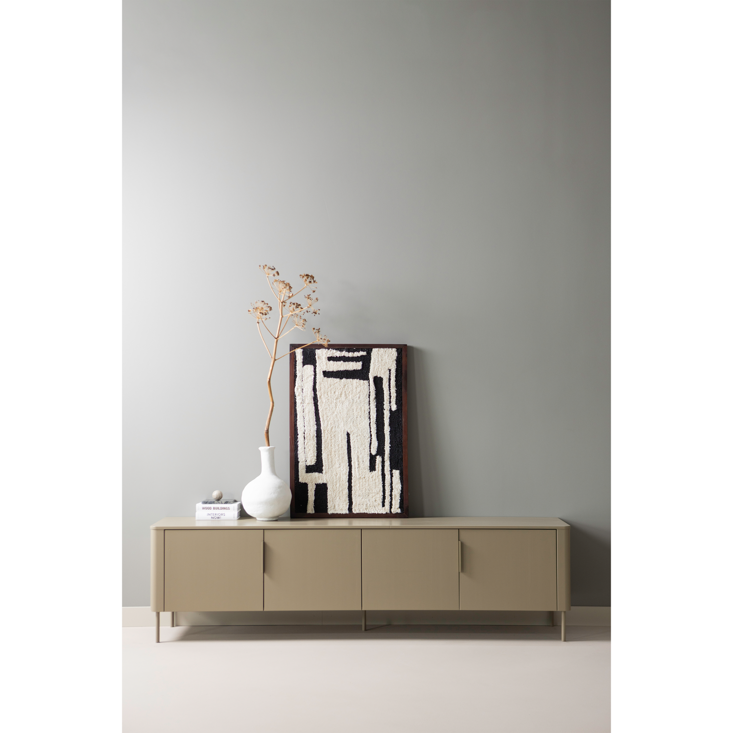 WOOOD Gunnar Tv Meubel - Grenenhout - Mud Bruin - 56x200x44