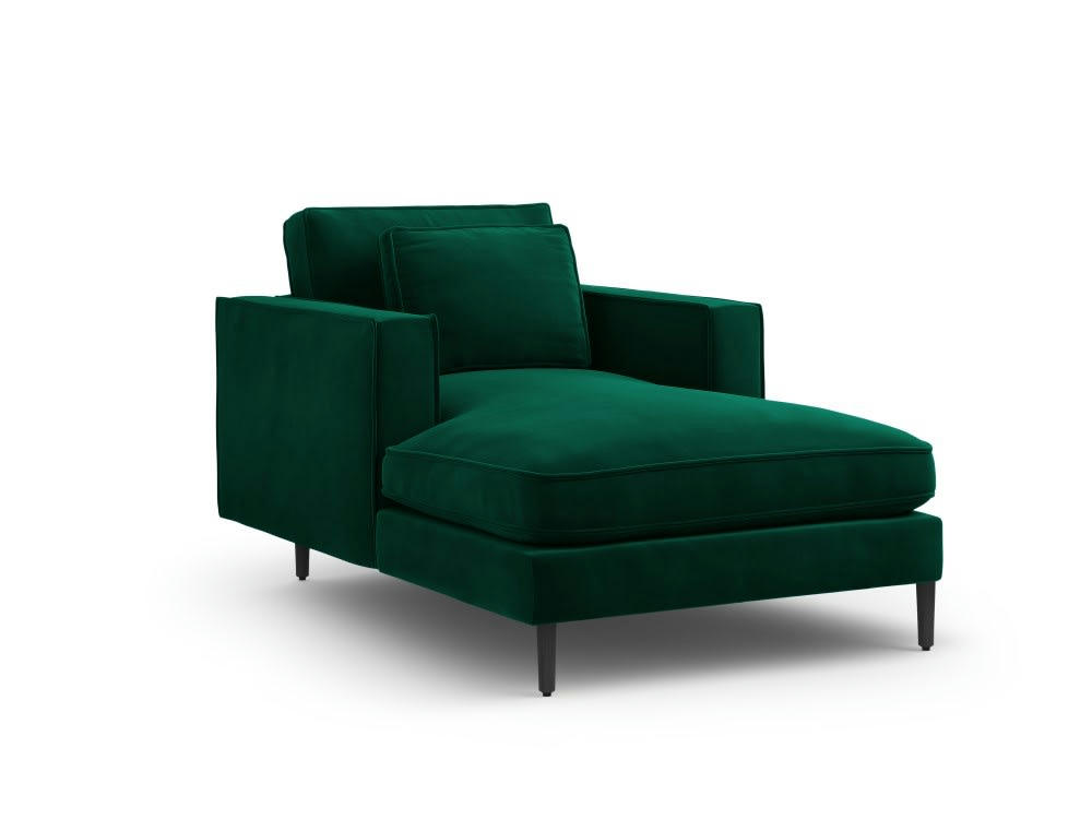 ALEXIS - Méridienne 1 place en velours vert bouteille