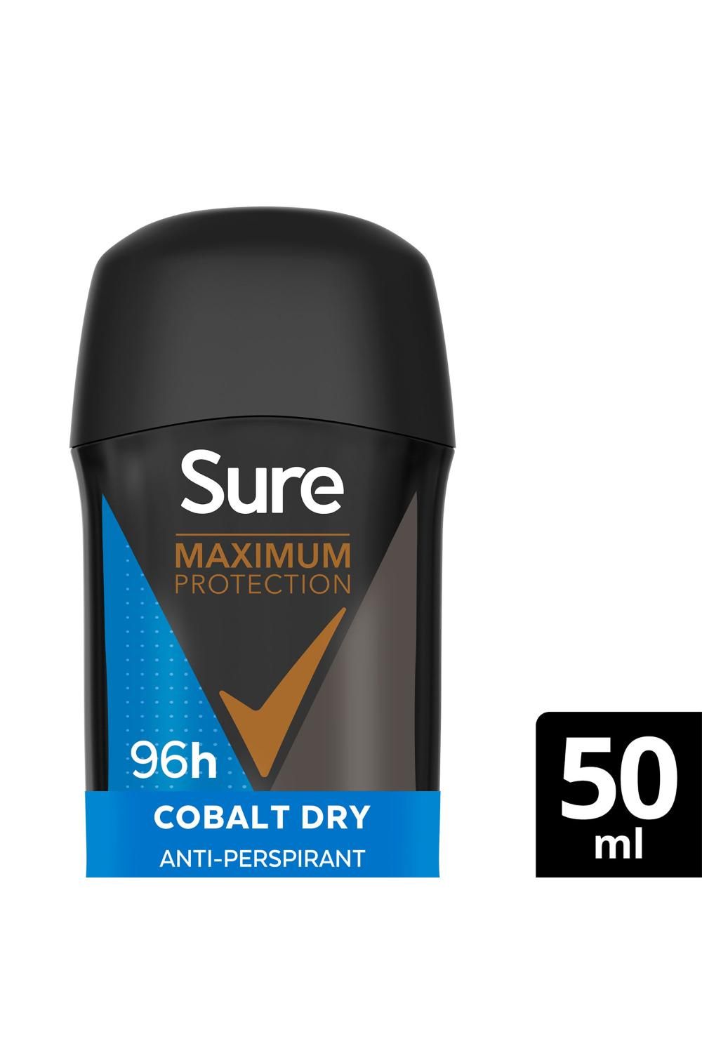 Sure Men Maximum Protection Cobalt Dry Anti-Perspirant Cream Stick 50ml,6pk