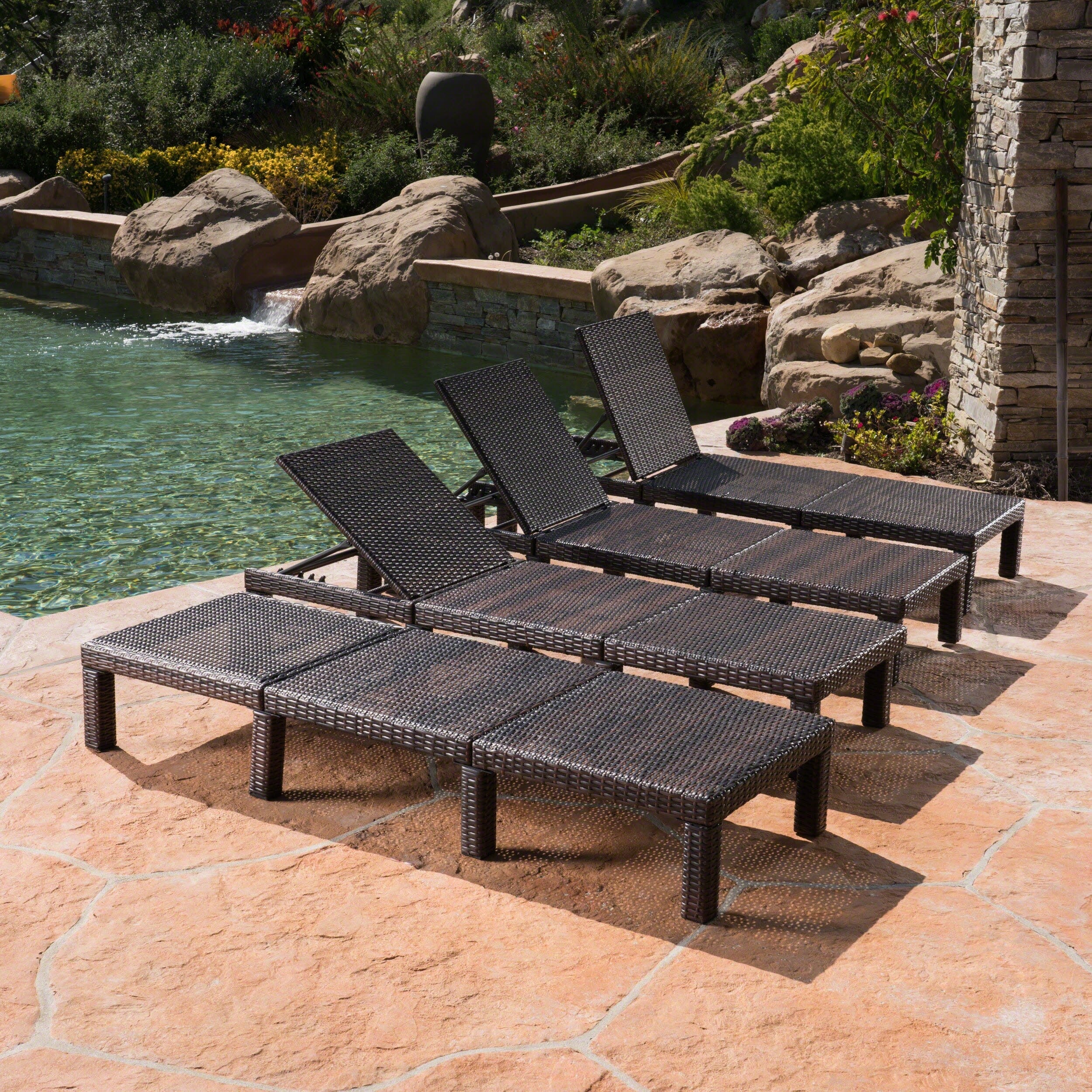 Jamaica Outdoor Wicker Chaise Lounge (Set of 4) by Christopher Knight Home
