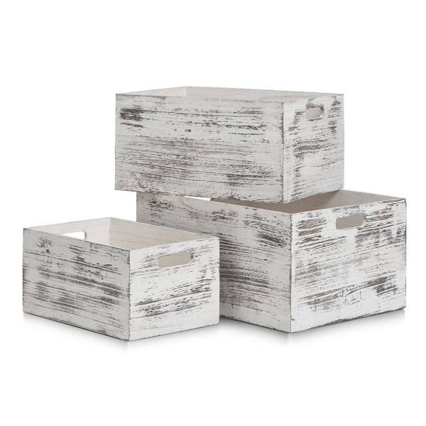 Skrzynia do przechowywania RUSTIC WHITE, drewniana