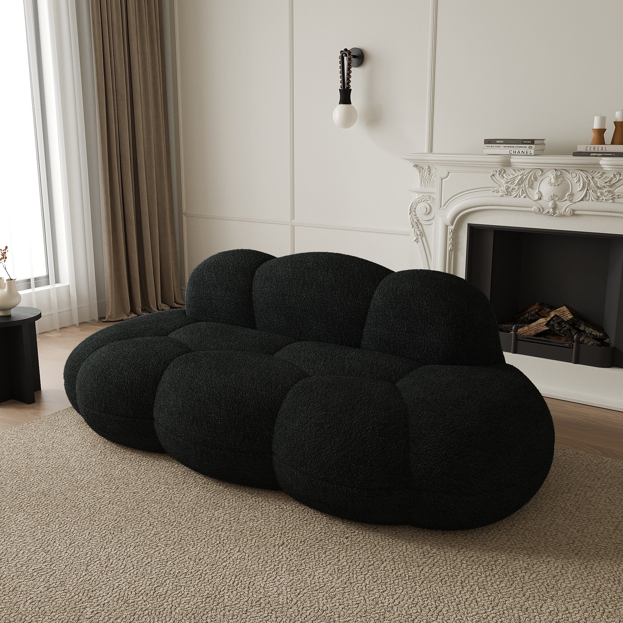 Boucle Upholstered Cloud Sofa Modern Frameless Floor Couch
