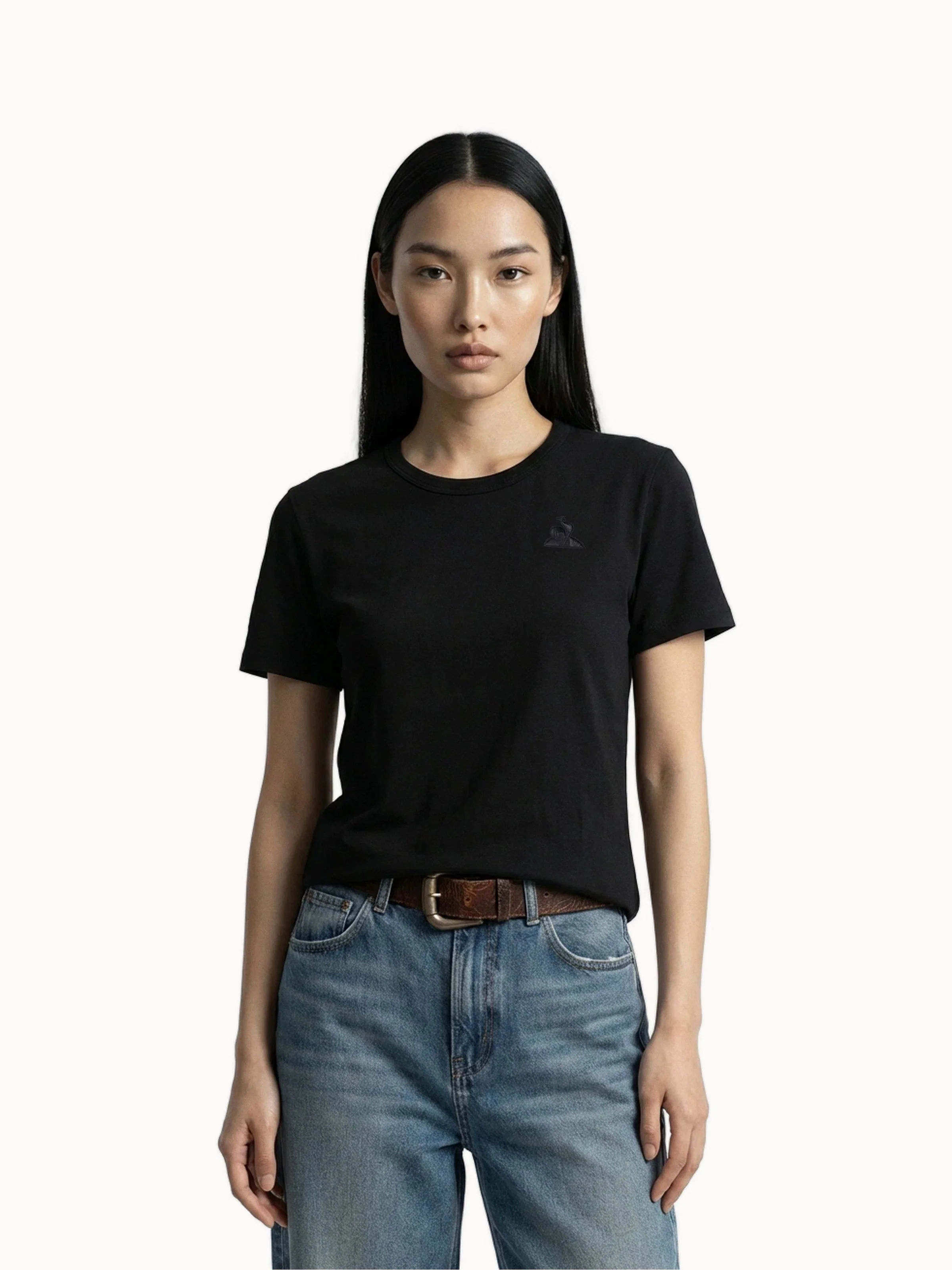 T-shirt Essentiel en jersey avec logo brodé ton sur ton